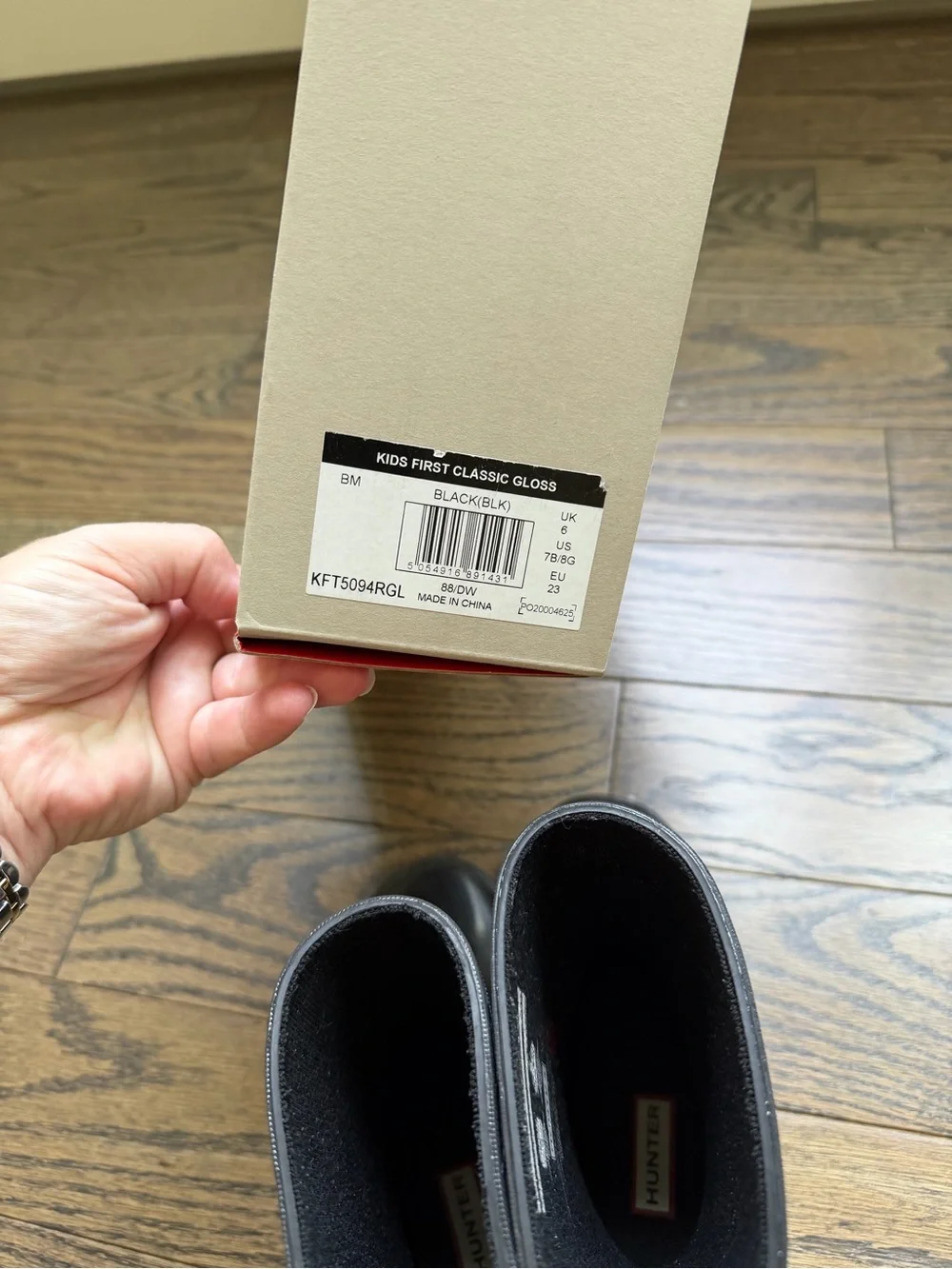 Hunter First Gloss Rain Boots | Black | Toddler Size 7